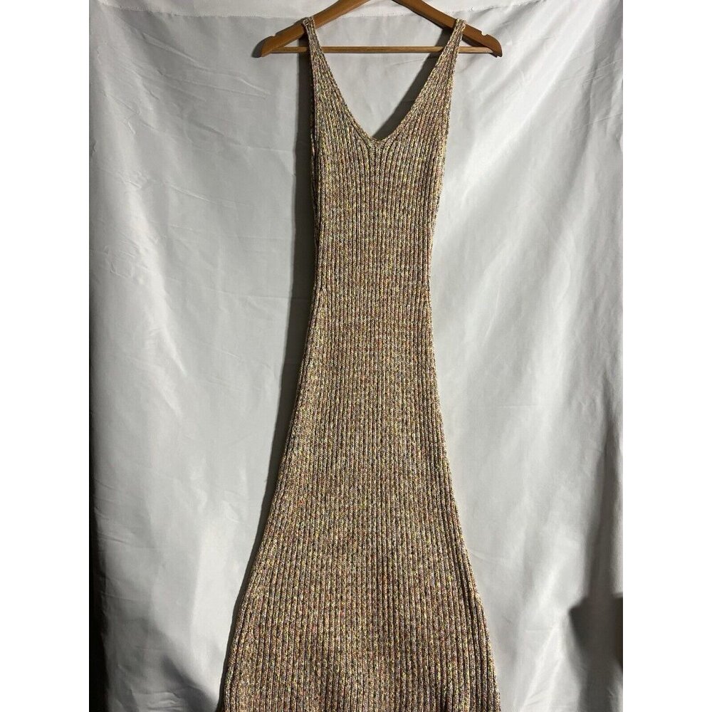 Lush Knit Crochet Beachy Boho Festival Colorful Maxi Tank Dress M O1